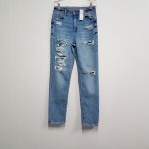 American Eagle Outfitters Jeans Blue Womens 4 Long Stretch Denim Distressed New